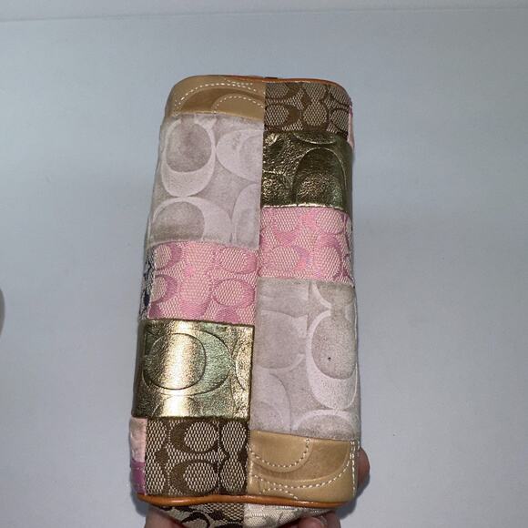 Coach Signature Multicolored Patchwork Pouch Makeup Bag 7 x 4.25 x 3 inches - Picture 10 of 12